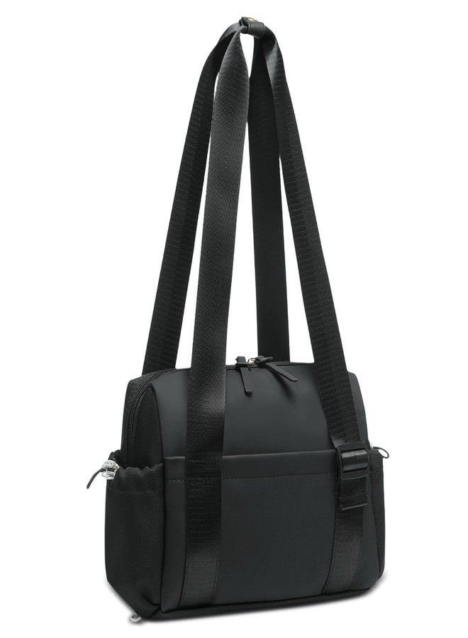 SUIKIHUM Mini Gym Bag for Women, Yoga Small Sports Bag for Women Girls, Waterproof PU Fitness Tote with Wet Compartment, Black - Image 1